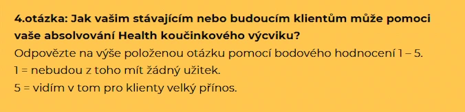Ukázka otázky z workbooku Health coach
